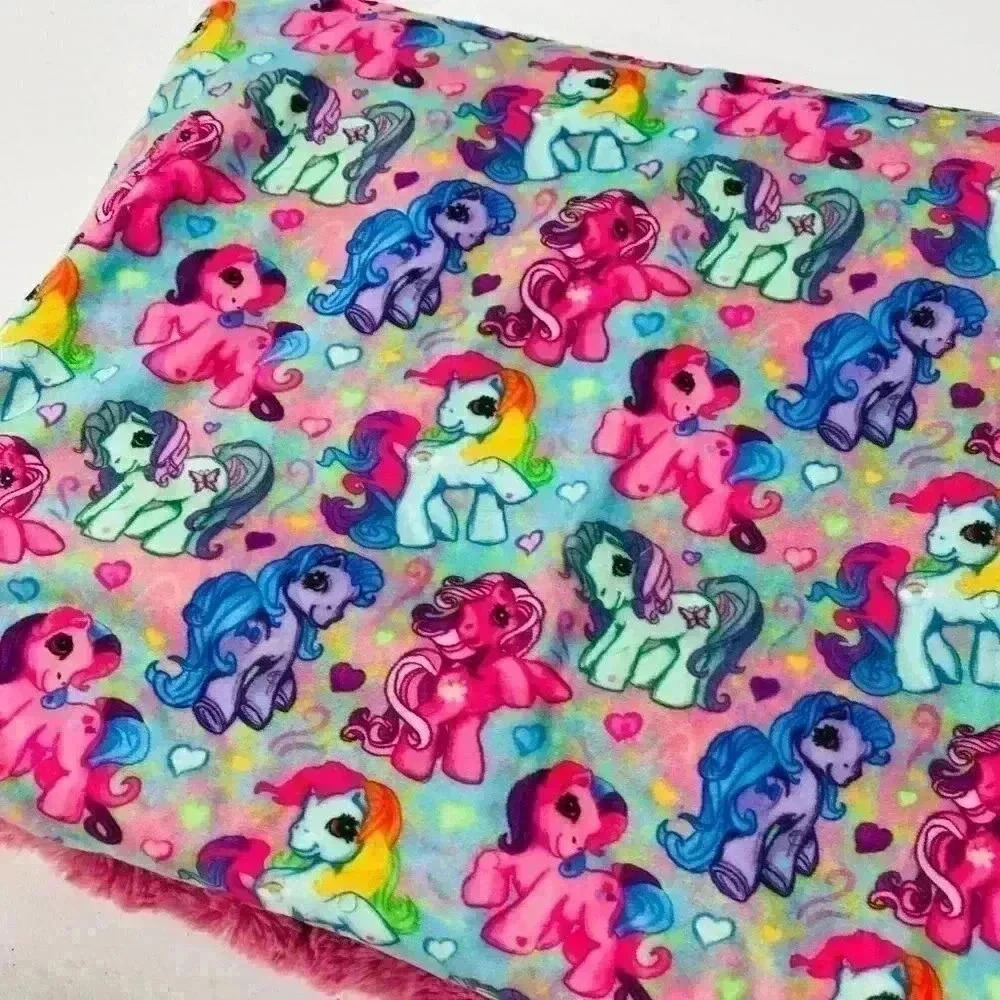 COUNTRY STITCHED MY LITTLE PONY MINKY BLANKET 40x54 - EUC